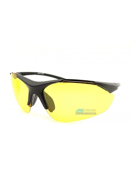 Rimless TR90 Yellow Polarized Sunglasses for Night Riding- Driving and Cycling - Jet Black - CN11Z25P7QR $37.42