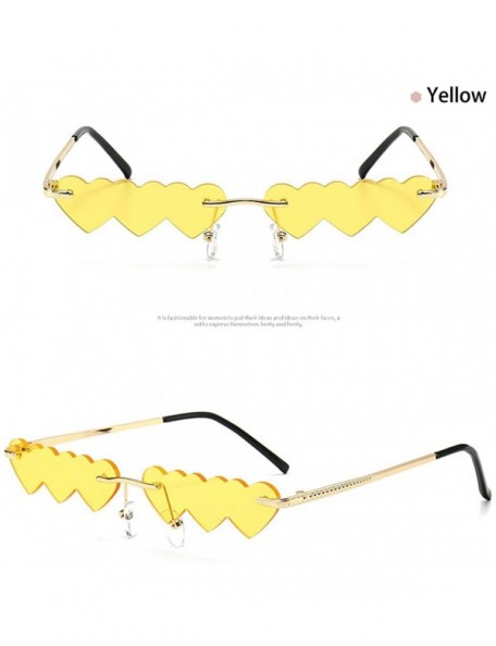Rimless Small Rimless Punk Sunglasses Women Luxury Fashion Heart Unique - Yellow - CB190223LOE $12.37