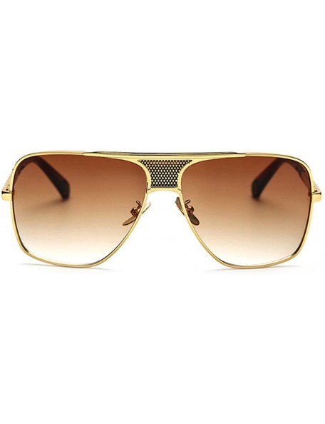 Square Men Sunglasses Square Metal Sun Protection Glasses Retro Gradient Lens Oversized Women Sunglass - CX18D7H8YHU $15.15
