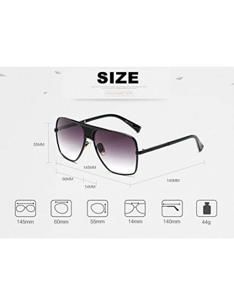 Square Men Sunglasses Square Metal Sun Protection Glasses Retro Gradient Lens Oversized Women Sunglass - CX18D7H8YHU $15.15