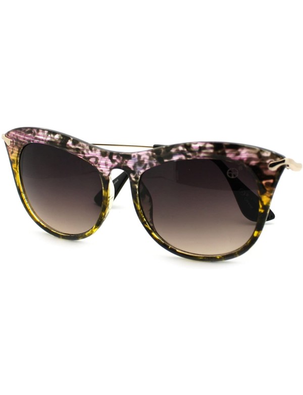 Butterfly Vintage Retro Women's Unique Curvy Design Fashion Sunglasses - Purple Yellow - CQ11MJKOYTJ $12.00