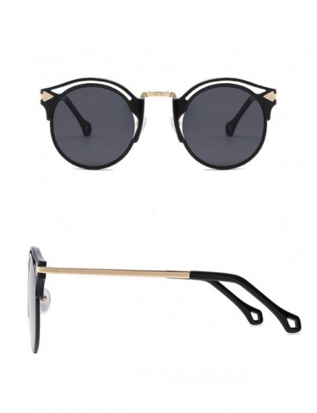 Square 2020 Sunglasses Female Retro Big Frame Arrow Glasses Bright Sunglasses (Bright Black Gray Lens) - CX190L68XLO $10.37