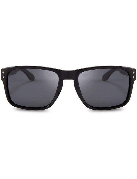 Square Polarized Sunglasses Men Women Classic Square Frame Sun Glasses - Black Frame/Grey Lens - CH18XDR0WTM $13.54