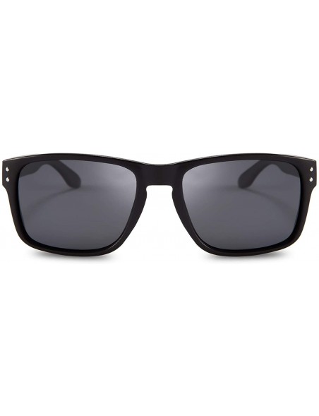 Square Polarized Sunglasses Men Women Classic Square Frame Sun Glasses - Black Frame/Grey Lens - CH18XDR0WTM $13.54