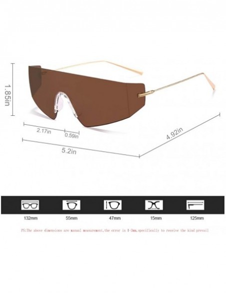 Rimless Unique Shield Irregular Thin Temple Sunglasses Flat Rimless One Piece Eyewear For Women Men - C518AI4CTZM $20.83