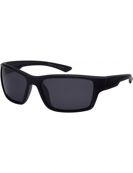 Wrap Sports Style Sunglasses with Polarized Lens 570057AM-P - Matte Black - CN12N4Z5NR5 $25.79