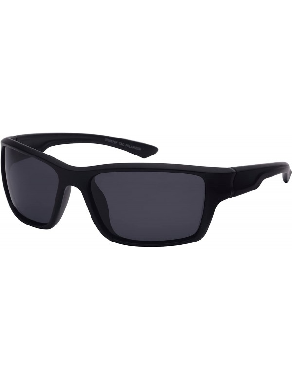 Wrap Sports Style Sunglasses with Polarized Lens 570057AM-P - Matte Black - CN12N4Z5NR5 $13.57