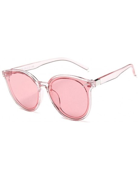 Oversized Cat Eyes Round Sunglasses for Women Oversize Travel Eyewear UV400 - Pink - CG190348OXI $11.84