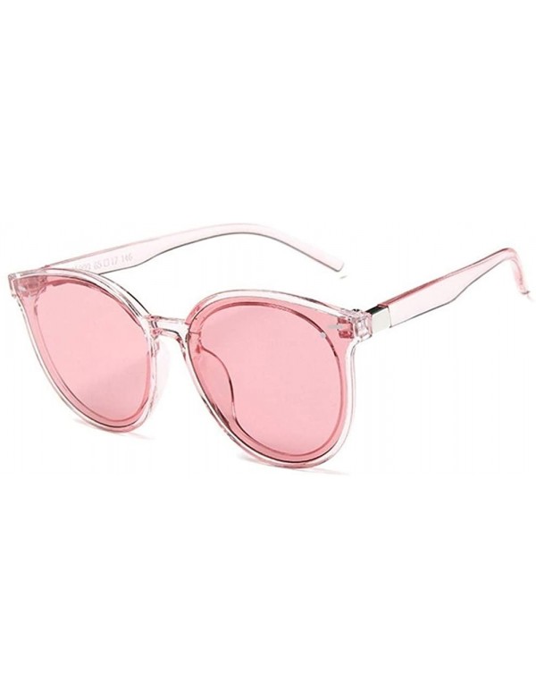 Oversized Cat Eyes Round Sunglasses for Women Oversize Travel Eyewear UV400 - Pink - CG190348OXI $11.84