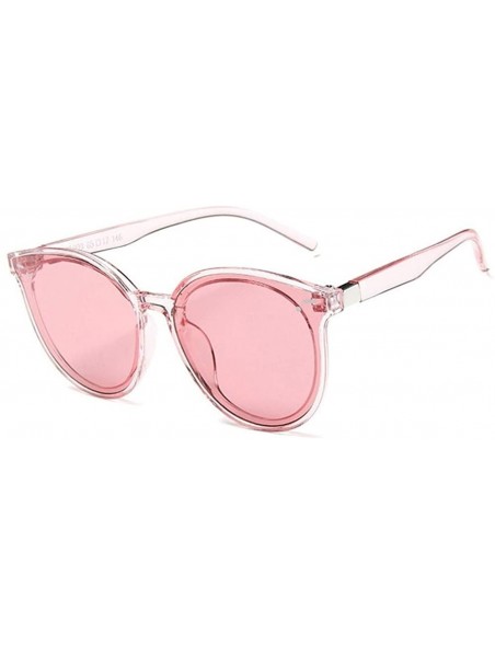 Oversized Cat Eyes Round Sunglasses for Women Oversize Travel Eyewear UV400 - Pink - CG190348OXI $11.84