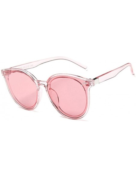 Oversized Cat Eyes Round Sunglasses for Women Oversize Travel Eyewear UV400 - Pink - CG190348OXI $11.84