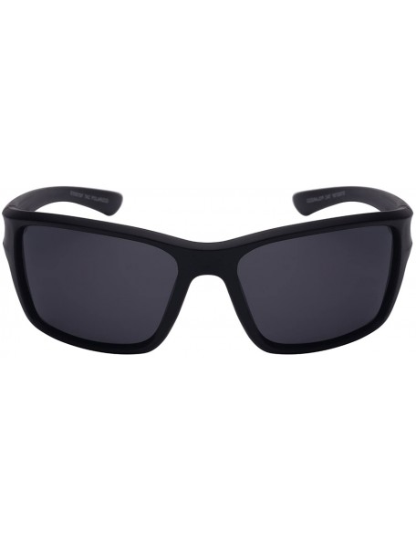 Wrap Sports Style Sunglasses with Polarized Lens 570057AM-P - Matte Black - CN12N4Z5NR5 $13.57