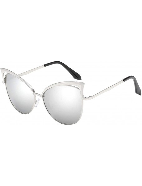 Oversized Fashion Sexy Ladies Cat Eye Sunglasses Women Brand Designer Vintage Mirror Sun Glasses - C11 Silver Silver - CY18WD...