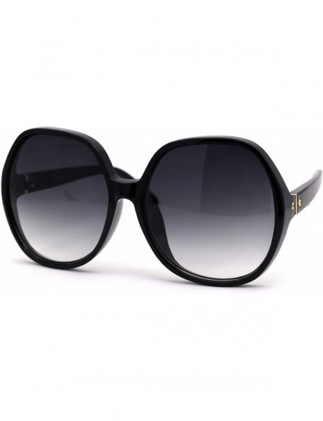 Oversized Womens Minimal Oversize Round Butterfly Designer Sunglasses - Black Smoke - CU1956OO3MS $12.31