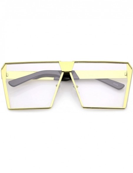 Semi-rimless Modern Oversize Semi Rimless Gradient Color Flat Lens Square Sunglasses 69mm - Yellow Gold / Clear - CP182AAY52X...