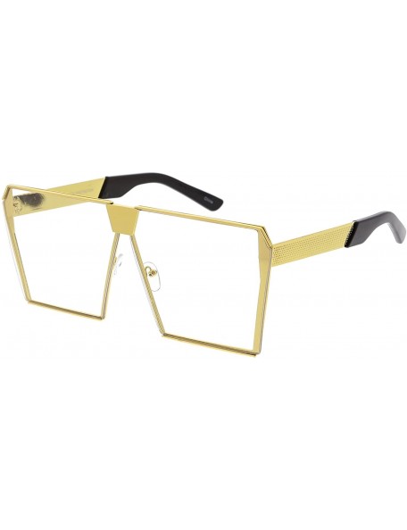 Semi-rimless Modern Oversize Semi Rimless Gradient Color Flat Lens Square Sunglasses 69mm - Yellow Gold / Clear - CP182AAY52X...