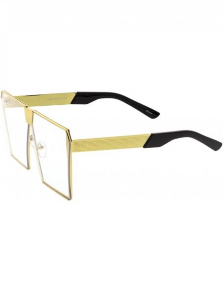 Semi-rimless Modern Oversize Semi Rimless Gradient Color Flat Lens Square Sunglasses 69mm - Yellow Gold / Clear - CP182AAY52X...