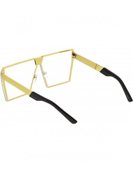 Semi-rimless Modern Oversize Semi Rimless Gradient Color Flat Lens Square Sunglasses 69mm - Yellow Gold / Clear - CP182AAY52X...