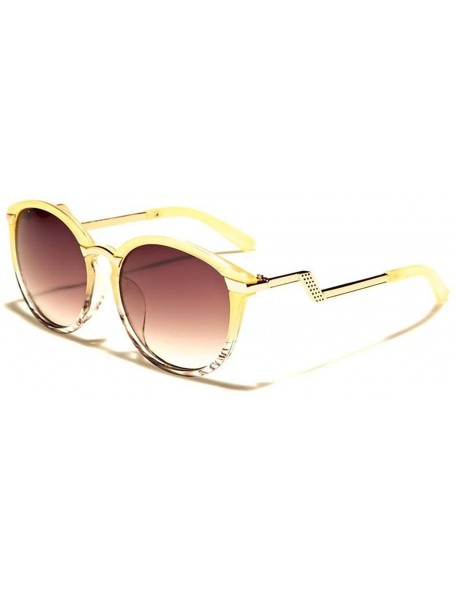 Round Oversized Ombre Sunglasses - Yellow Pattern/Gold - CH18DNEM6O6 $11.03
