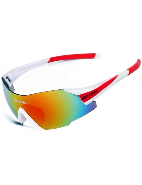 Goggle Men Women UV400 Protection Cycling Sunglasses Outdoor Sport Glasses - White With Red - CX124EANSR9 $7.84