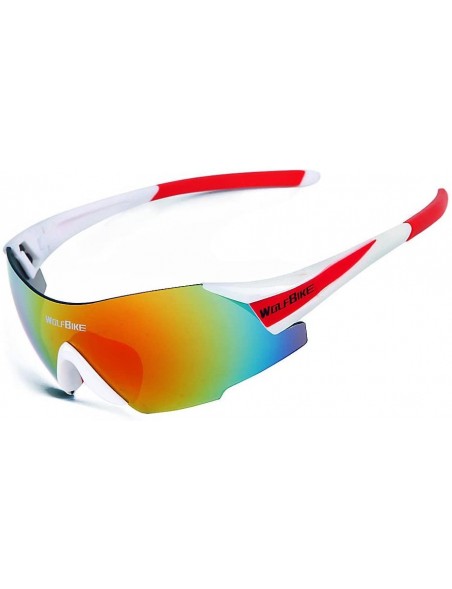 Goggle Men Women UV400 Protection Cycling Sunglasses Outdoor Sport Glasses - White With Red - CX124EANSR9 $7.84