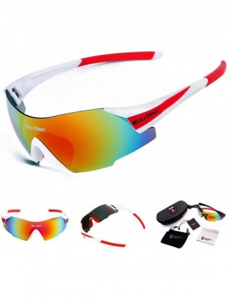 Goggle Men Women UV400 Protection Cycling Sunglasses Outdoor Sport Glasses - White With Red - CX124EANSR9 $7.84
