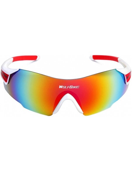 Goggle Men Women UV400 Protection Cycling Sunglasses Outdoor Sport Glasses - White With Red - CX124EANSR9 $7.84