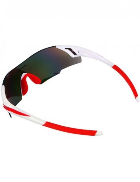 Goggle Men Women UV400 Protection Cycling Sunglasses Outdoor Sport Glasses - White With Red - CX124EANSR9 $7.84