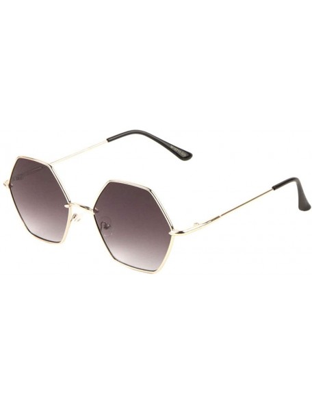 Butterfly Geometric Hexagon Thin Metal Frame Sunglasses - Smoke - C9197S53WUK $27.23
