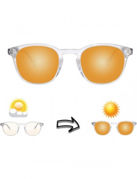 Round Photochromic Sunglasses Photochromatic Transition Protection - Gold - CW196Z9NRQ4 $29.61