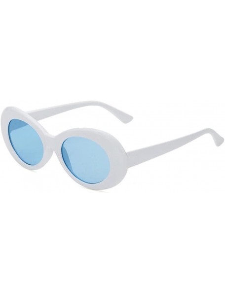 Goggle Kurt CobaSunglasses Men Women Oval Retro Clout Goggles White Blue - CC180LXLOIK $9.85