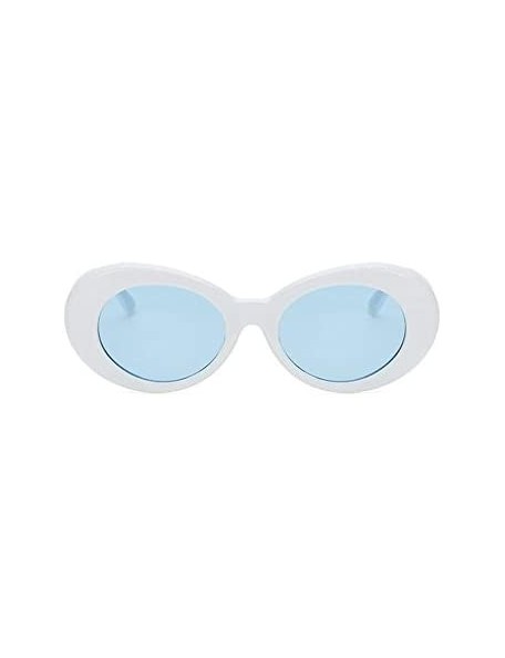 Goggle Kurt CobaSunglasses Men Women Oval Retro Clout Goggles White Blue - CC180LXLOIK $9.85