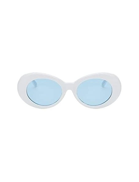 Goggle Kurt CobaSunglasses Men Women Oval Retro Clout Goggles White Blue - CC180LXLOIK $9.85