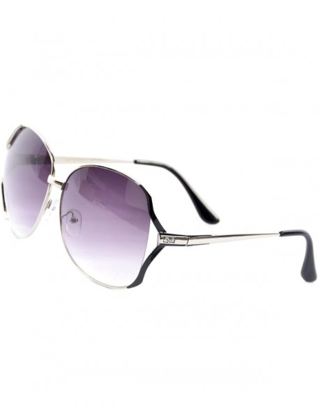 Oval Women's Gradient Oversize 65 mm Sunglasses - Black/Silver - CL11XRDXK5V $10.54