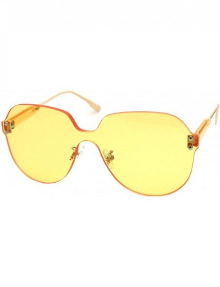 Oversized Womens Rimless Sunglasses Oversized Thick Lens Futuristic Shades UV 400 - Orange - C8194G7M8CZ $15.38