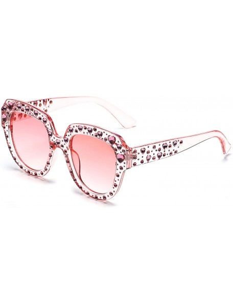 Round Round Cat Eye Fashion Designer Sunglasses for Women with UV Protection - Pink - CM18LRQTA84 $12.50