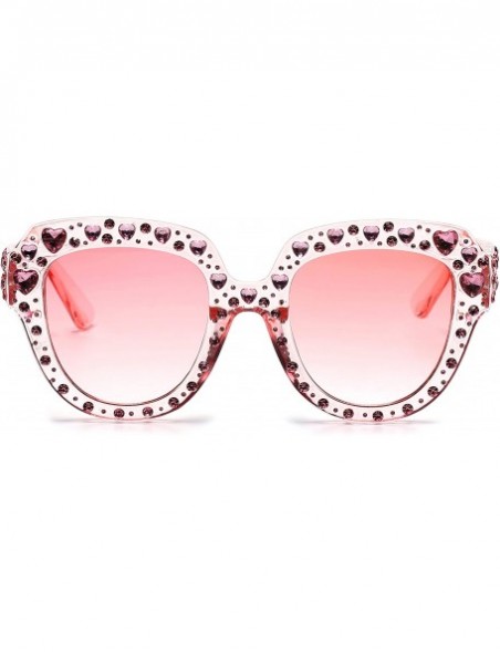 Round Round Cat Eye Fashion Designer Sunglasses for Women with UV Protection - Pink - CM18LRQTA84 $12.50