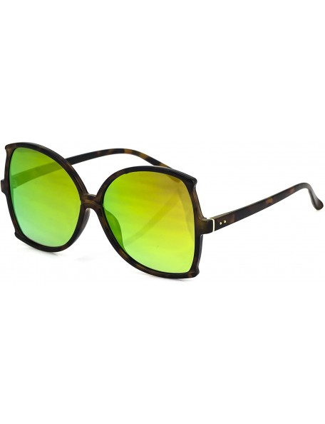 Butterfly Oversized Square Mirrored Retro butterfly Frame Womens Sunglasses - Green - C117AZ72D7A $7.26