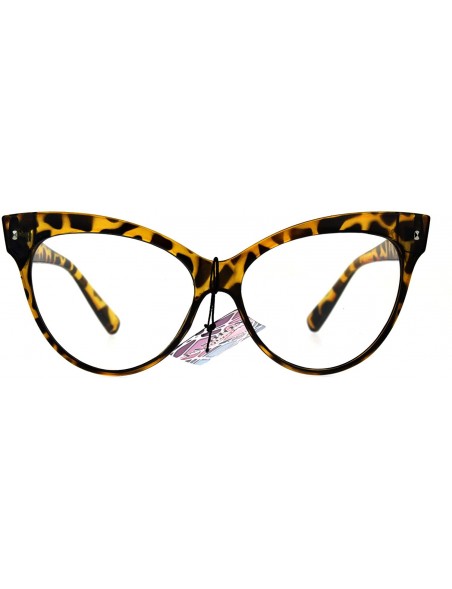 Oversized True Goth Cat Eye Clear Len Fashion Optical Eye Glasses - Yellow Tortoise - C6187K3359Z $12.08