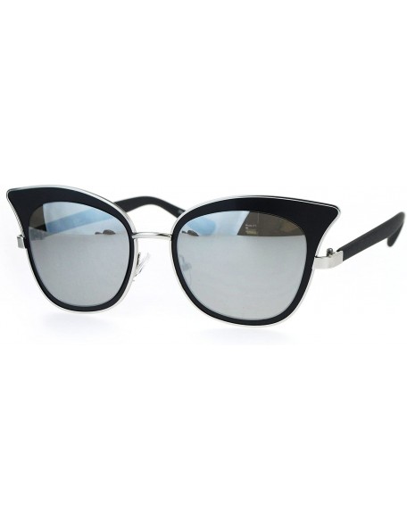 Butterfly Womens Sunglasses Butterfly Cateye Fashion Double Frame UV 400 - Black (Silver Mirror) - CS182HHSOLI $10.77