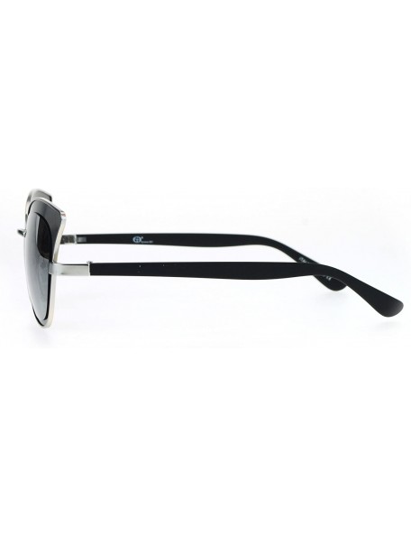 Butterfly Womens Sunglasses Butterfly Cateye Fashion Double Frame UV 400 - Black (Silver Mirror) - CS182HHSOLI $10.77