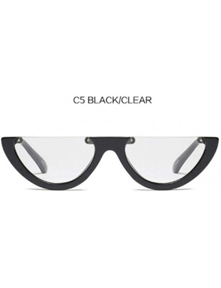 Aviator Half Frame Cat Eye Sunglasses Men Women Clear Colors Sun Clear Yellow Other - Black Clear - CA18YNDDZ2M $10.34