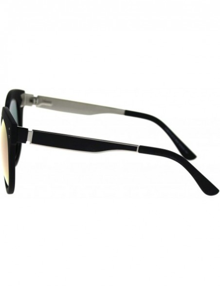 Round Polarized Lens Womens Trendy Round Horn Rim Hipster Sunglasses - Matte Black Pink Mirror - CN18TLZ4URT $14.89