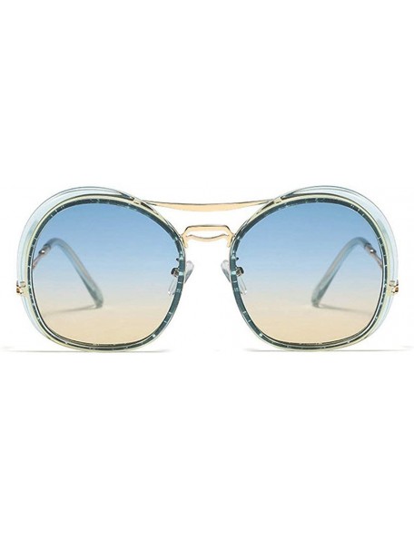 Oval irregular Eyewear Sunglasses Designer Transparent - Blue&brown - CG18X6NRCMZ $13.03