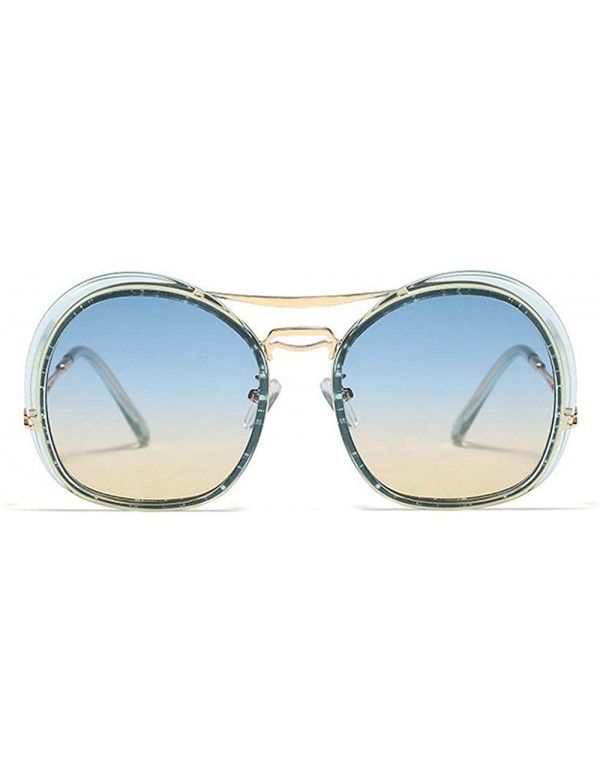 Oval irregular Eyewear Sunglasses Designer Transparent - Blue&brown - CG18X6NRCMZ $13.03