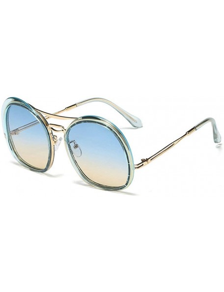 Oval irregular Eyewear Sunglasses Designer Transparent - Blue&brown - CG18X6NRCMZ $13.03