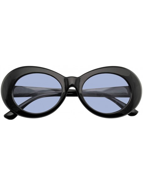 Goggle Retro Round 1990's Fashion Clout Goggle Oval Color Tone Black Sunglasses - Blue - CY1965QUDDQ $13.78