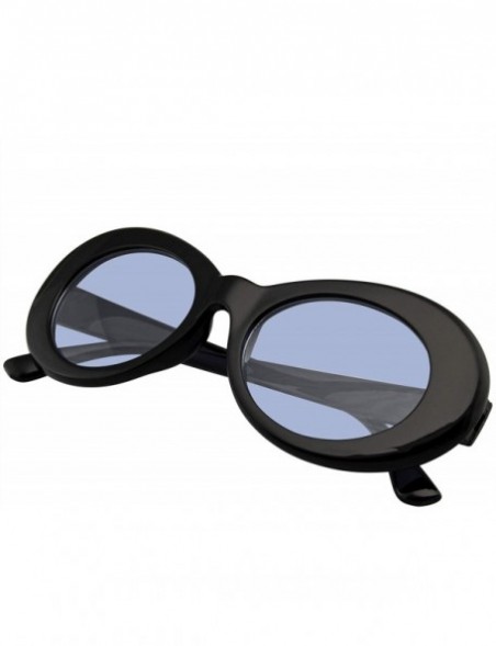 Goggle Retro Round 1990's Fashion Clout Goggle Oval Color Tone Black Sunglasses - Blue - CY1965QUDDQ $13.78