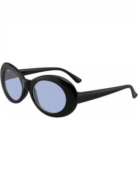 Goggle Retro Round 1990's Fashion Clout Goggle Oval Color Tone Black Sunglasses - Blue - CY1965QUDDQ $13.78