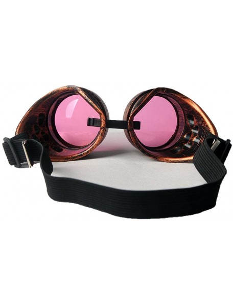 Goggle Steampunk Vintage Glasses Goggles Rave Retro Lenses Cosplay Halloween - Frame+pink Lenses - CD18HZU6NQY $7.72